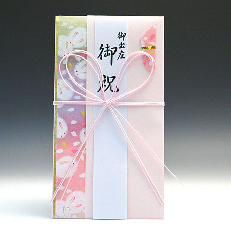 かわいい金封　花結び　桜うさぎ（ピンク）