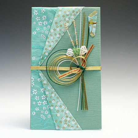 かわいい金封　グリーン小花