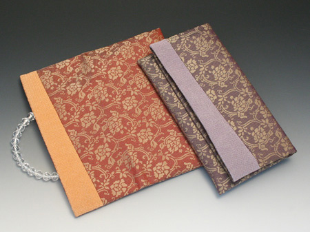 数珠・数珠入れ　正絹牡丹唐草 数珠入れ　えんじ 